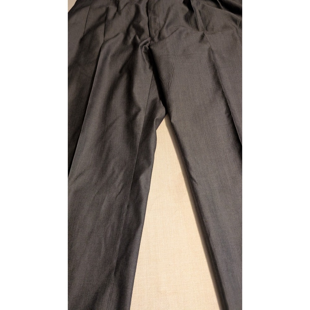 Jos A Bank Pants Men's 42x31.5 Gray Cuffed  80%Wool 20%Silk  Dress Pants